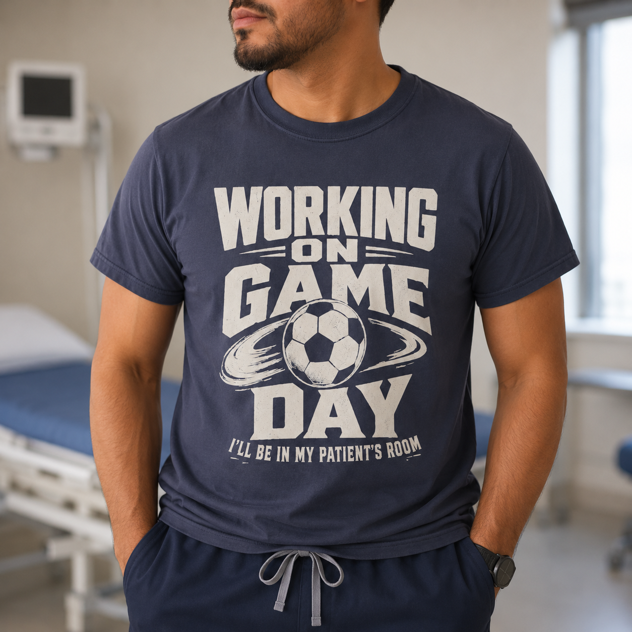 "Working on Game Day, I'll Be in My Patient's Room" Nurse Soccer T-Shirt
