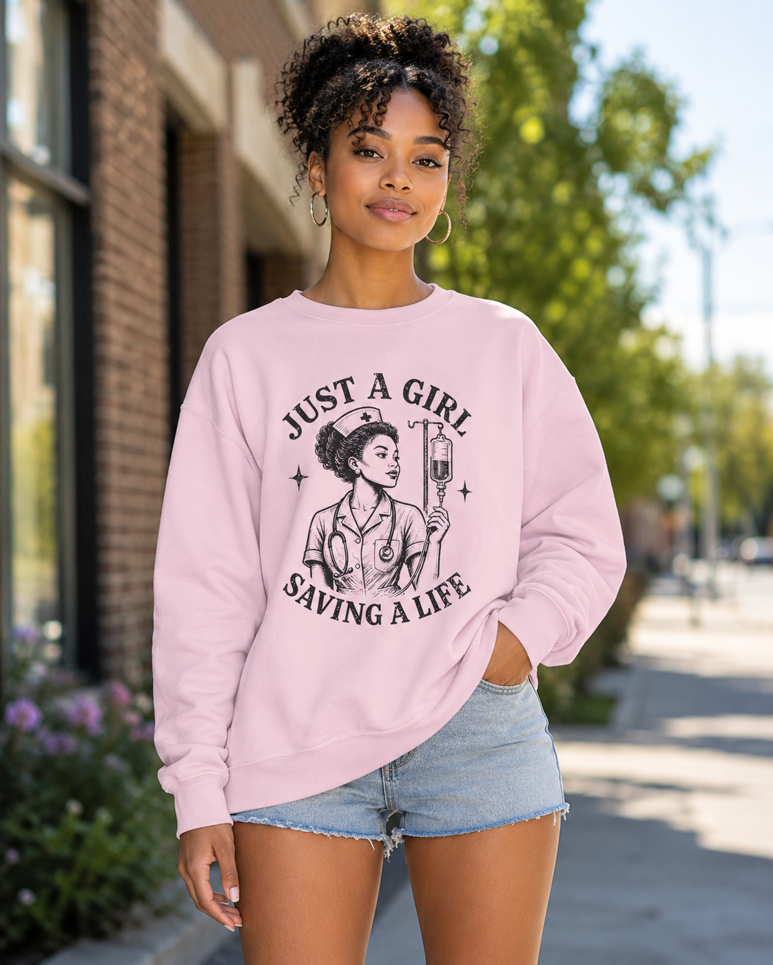 Just a Girl Saving a Life | Vintage Nurse Linocut Graphic Tee - pick your nurse