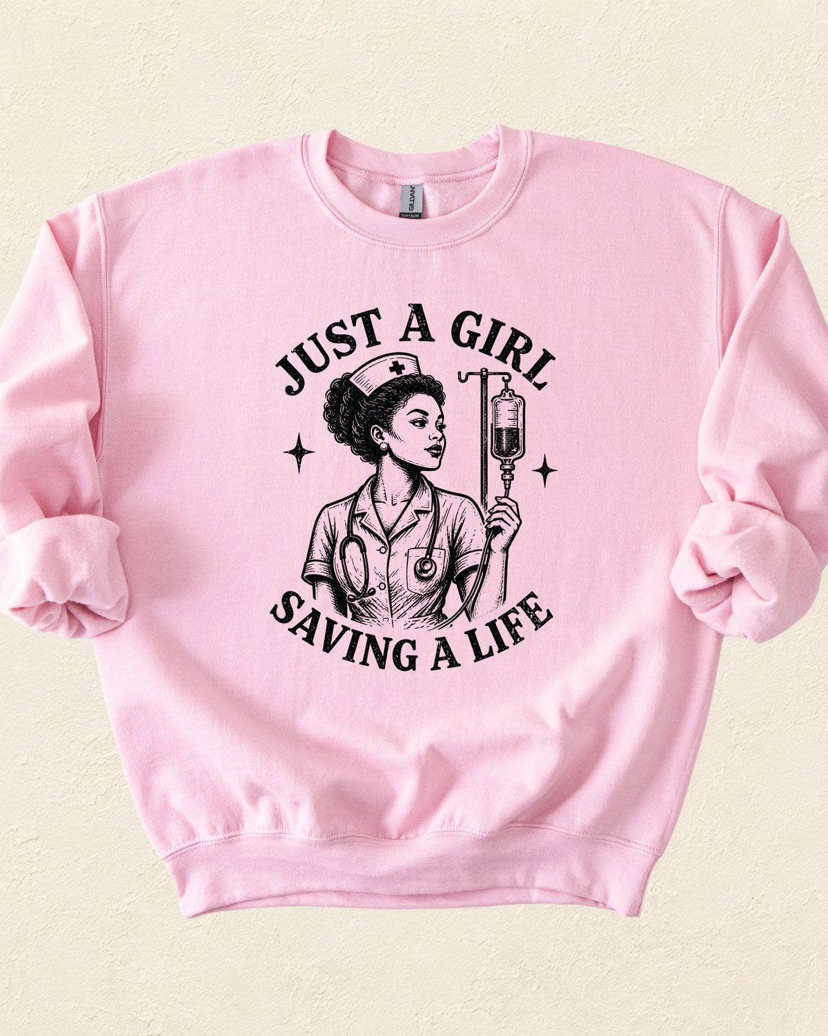 Nurse 'Just a Girl Saving a Life' Crewneck Sweatshirt