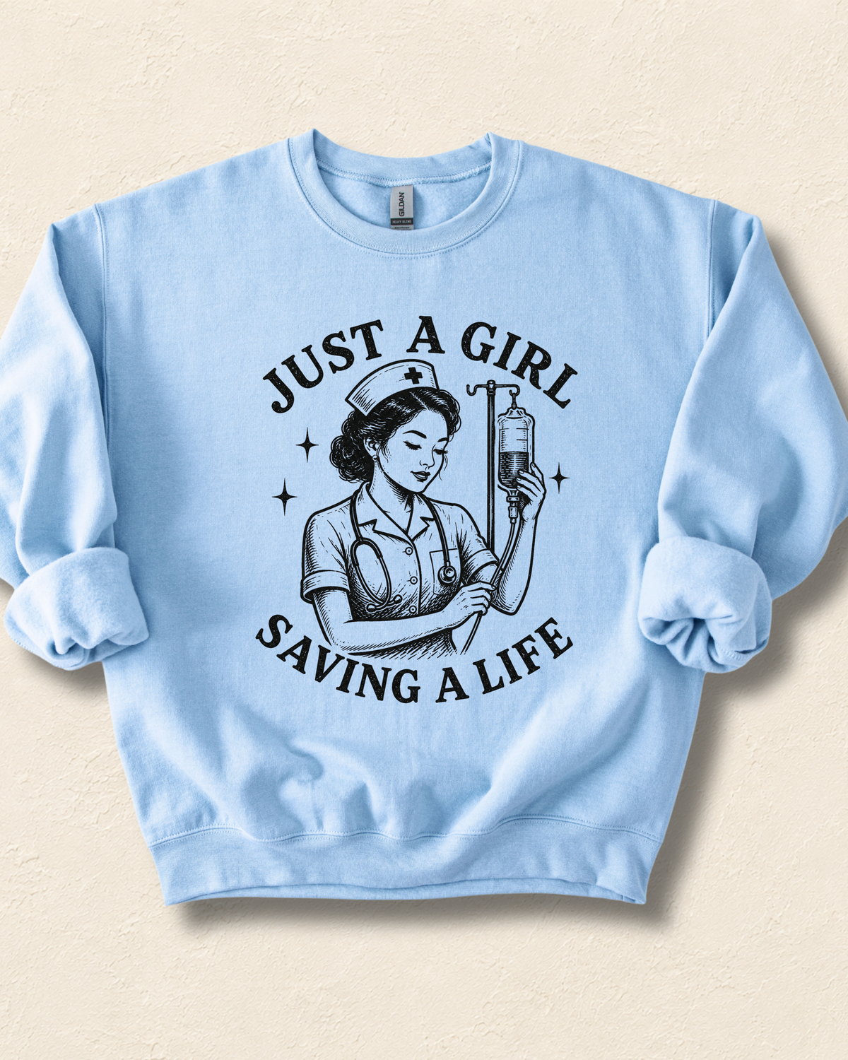 Nurse 'Just a Girl Saving a Life' Crewneck Sweatshirt