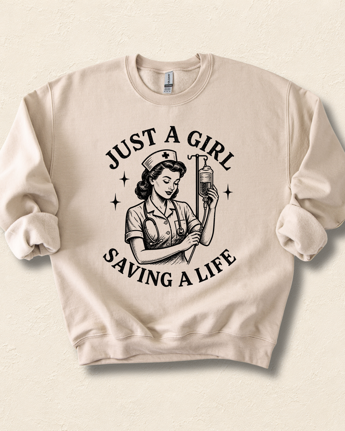 Nurse 'Just a Girl Saving a Life' Crewneck Sweatshirt