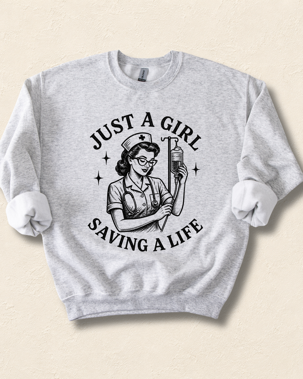 Nurse 'Just a Girl Saving a Life' Crewneck Sweatshirt