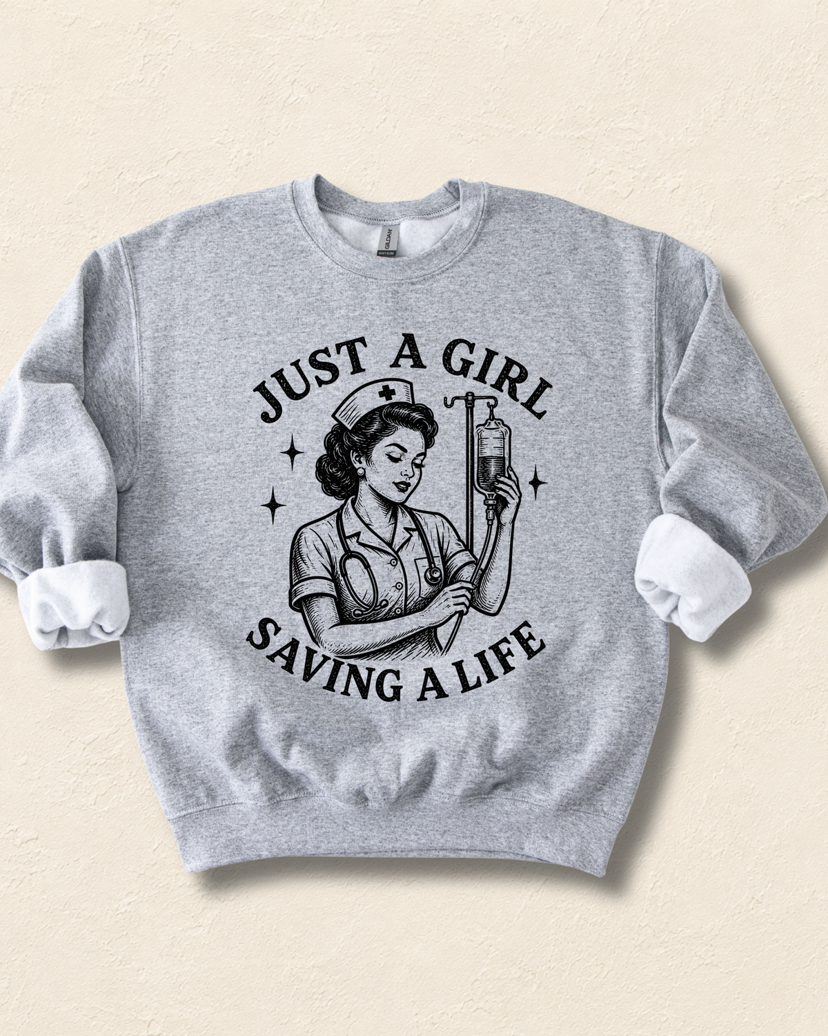 Nurse 'Just a Girl Saving a Life' Crewneck Sweatshirt